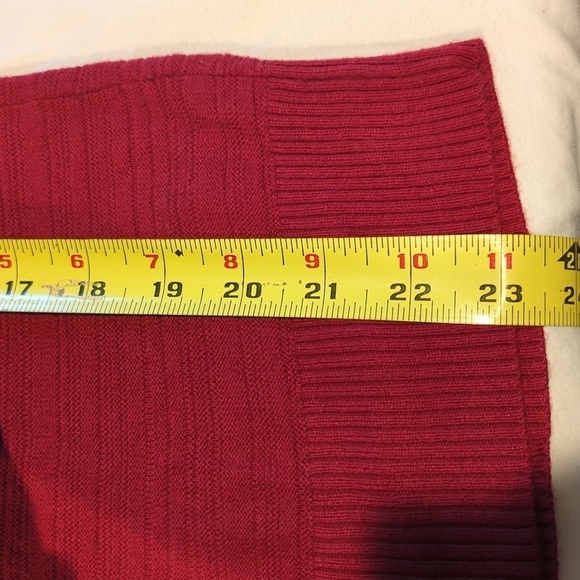 LOFT Sweater Red with Silver Stripe Long Sleeve Crew Neck Size XS - Picture 10 of 10